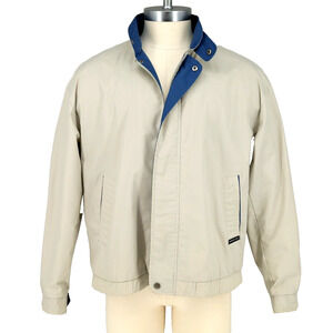 Members Only Jacket Mens Large Beige Full Zip Lightweight Pockets Lined Vintage